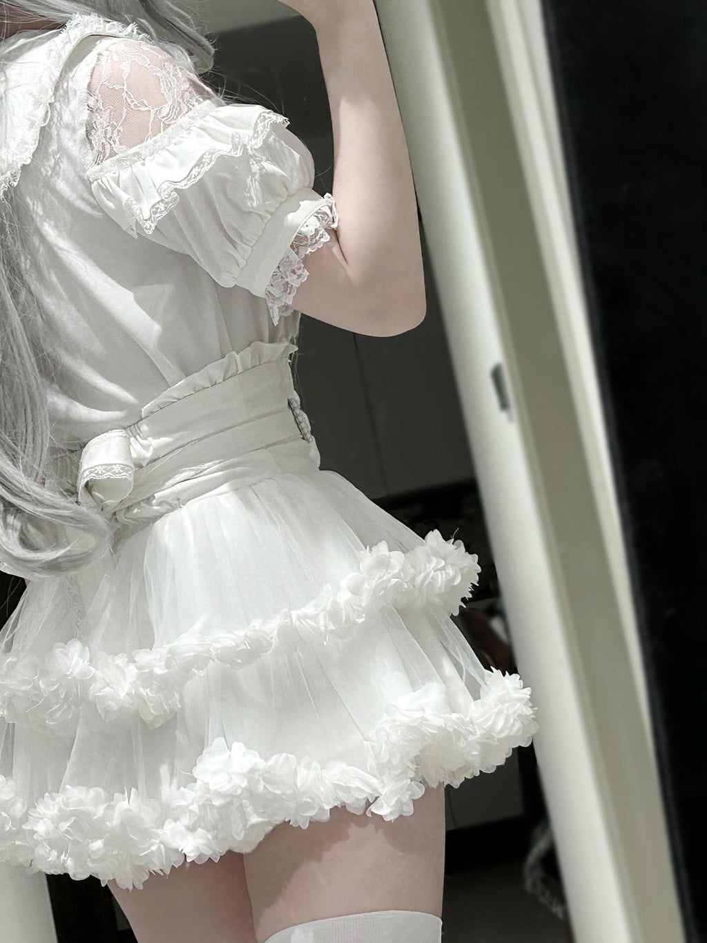 Virtual Paradise Ballet Lace Tulle Otaku Cute Japanese Girlish High Waist Women's Outlast Skirts