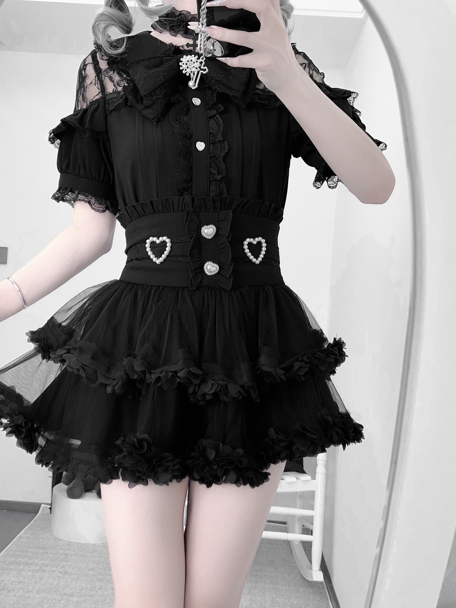 Virtual Paradise Ballet Lace Tulle Otaku Cute Japanese Girlish High Waist Women's Outlast Skirts