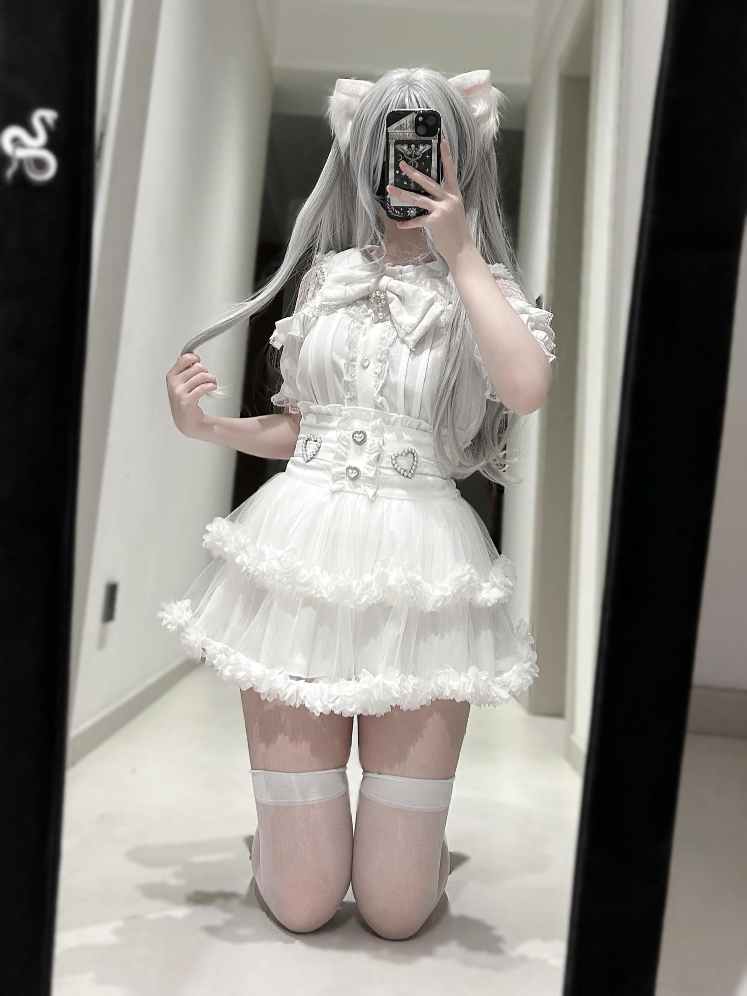 Virtual Paradise Ballet Lace Tulle Otaku Cute Japanese Girlish High Waist Women's Outlast Skirts