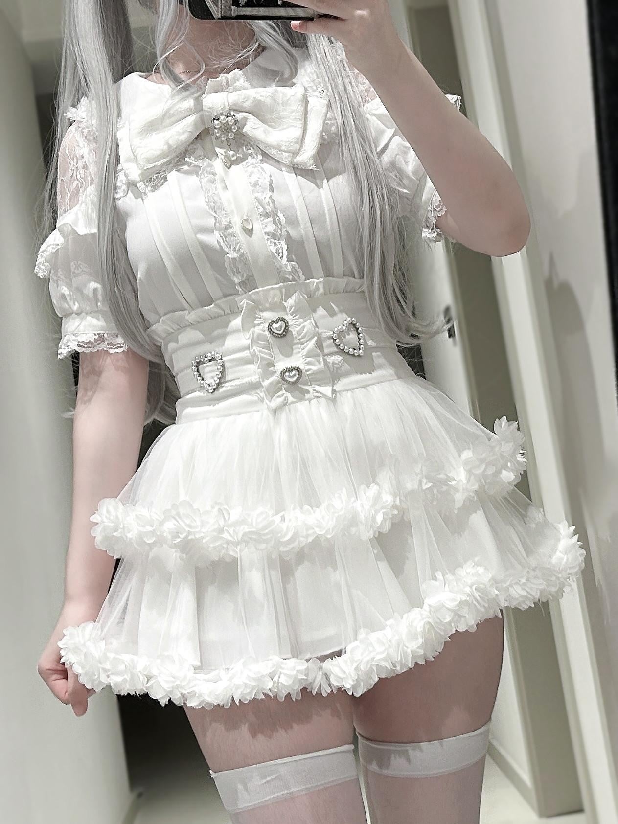 Virtual Paradise Ballet Lace Tulle Otaku Cute Japanese Girlish High Waist Women's Outlast Skirts