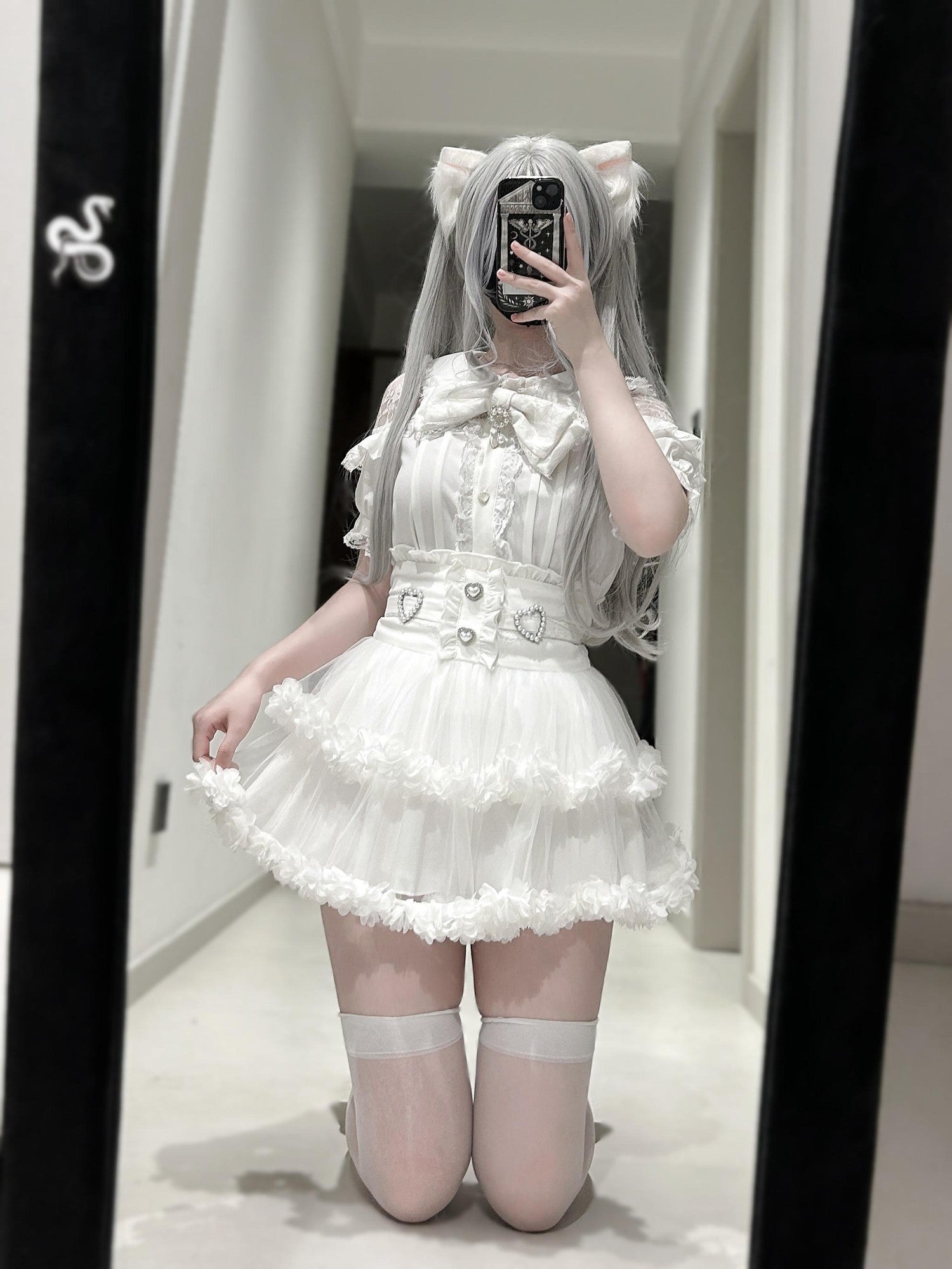 Virtual Paradise Ballet Lace Tulle Otaku Cute Japanese Girlish High Waist Women's Outlast Skirts