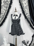 Virtual_Paradise_Black_White_Check_Lace_Pearl_Bow_Stand_Collar_Women's_Op_Sets_877129051202_MISSTT
