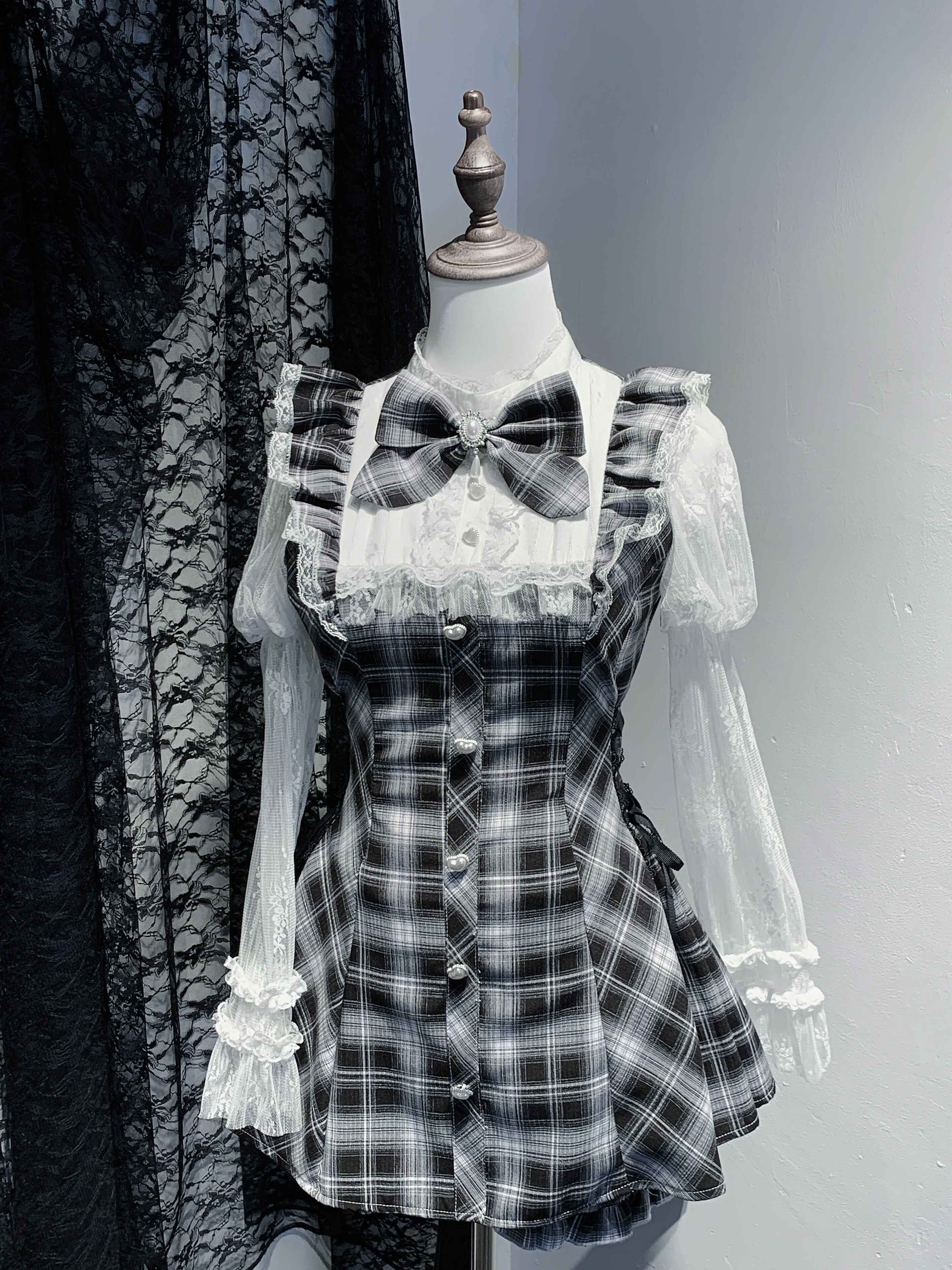 Virtual_Paradise_Bow_Tie_High_Neck_Lace_Trim_Cute_Women's_Kawaii_Lace_Long_Sleeve_Op_951582460462_MISSTT