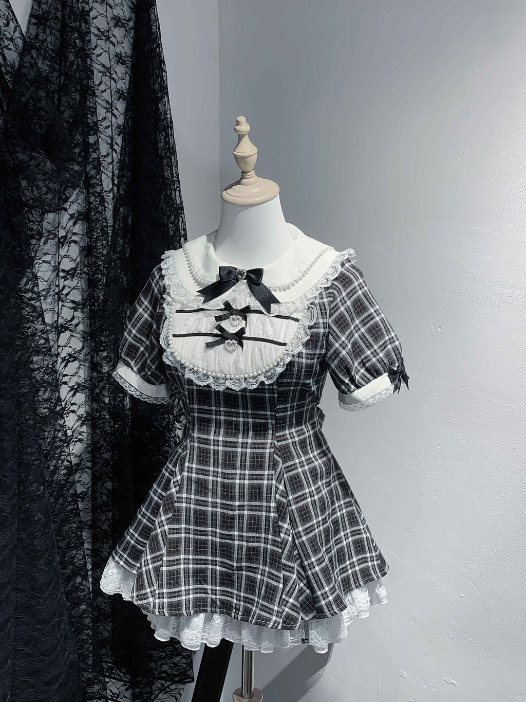 Virtual_Paradise_Bunny_Ear_Detachable_Sleeve_Doll_Collar_A_Line_Women's_Lace_Short_Sleeve_Op_961983176453_MISSTT