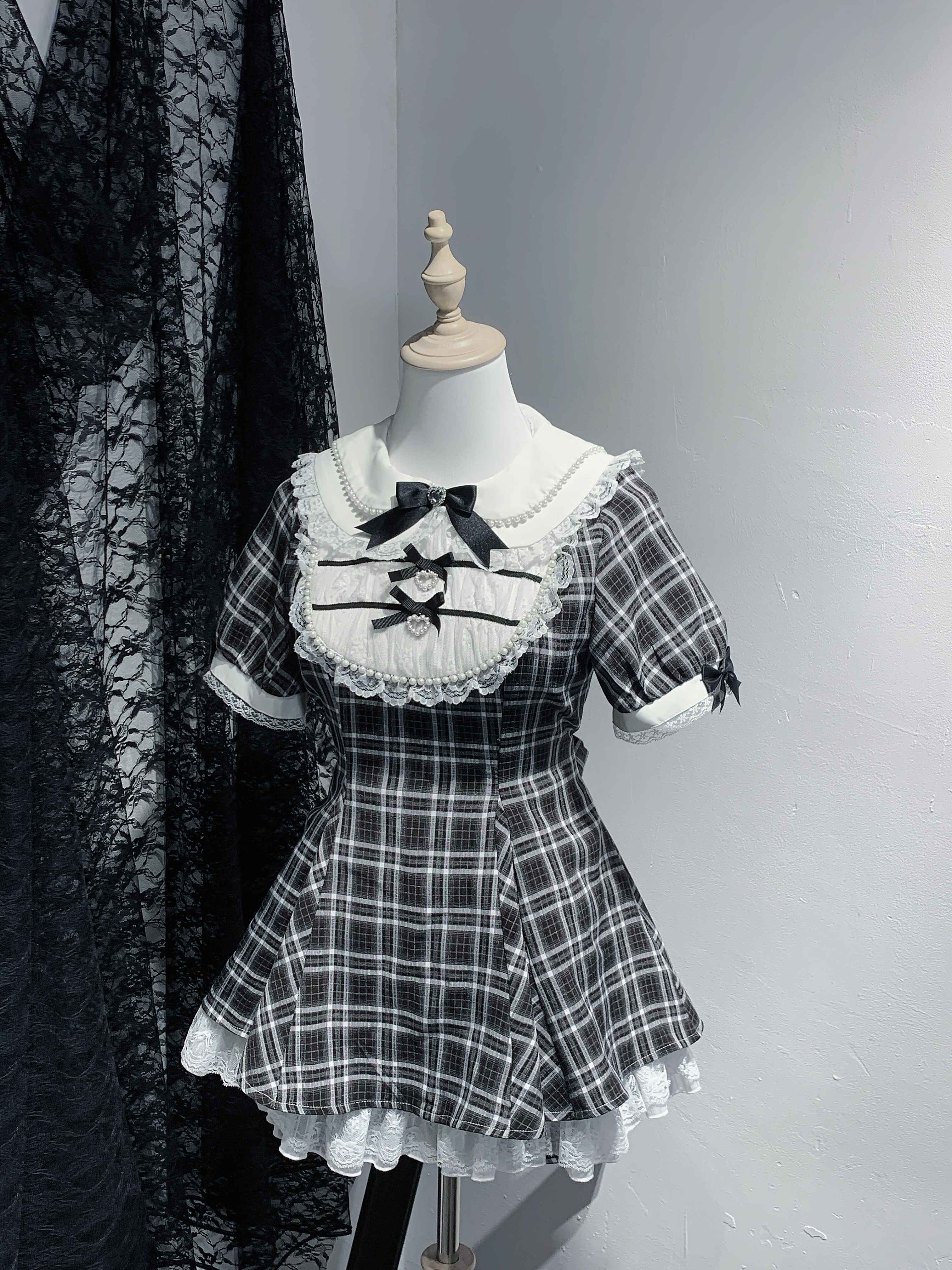 Virtual_Paradise_Bunny_Ear_Detachable_Sleeve_Doll_Collar_A_Line_Women's_Lace_Short_Sleeve_Op_961983176453_MISSTT