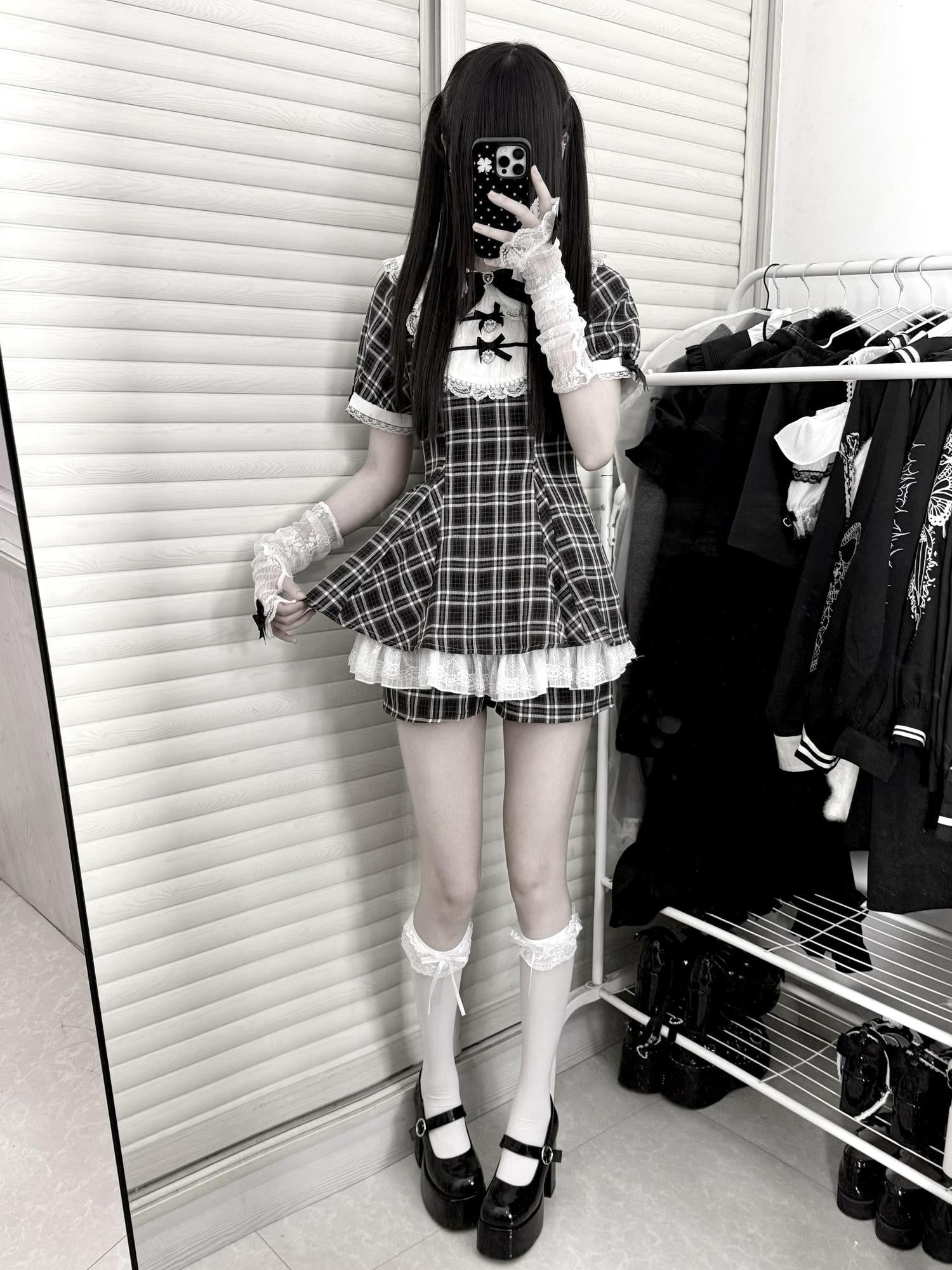Virtual Paradise Bunny Ear Detachable Sleeve Doll Collar A Line Women's Lace Short Sleeve Op