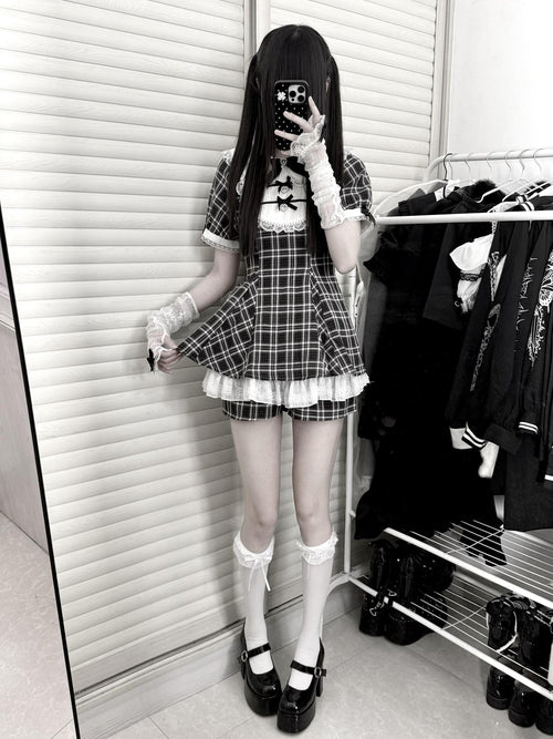 Virtual Paradise Bunny Ear Detachable Sleeve Doll Collar A Line Women's Lace Short Sleeve Op