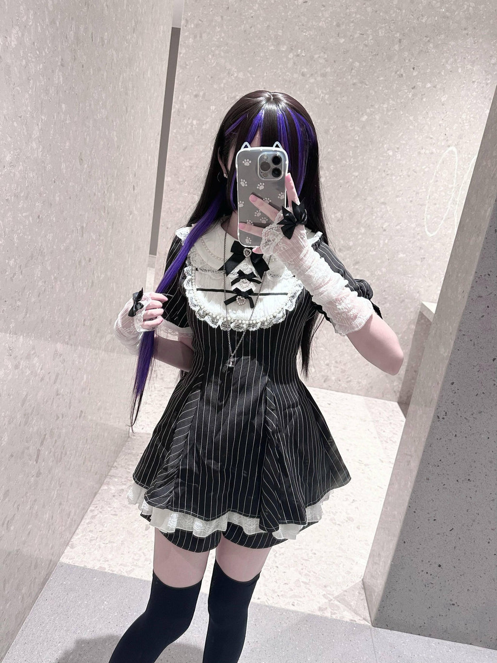 Virtual Paradise Bunny Ear Detachable Sleeve Doll Collar A Line Women's Lace Short Sleeve Op