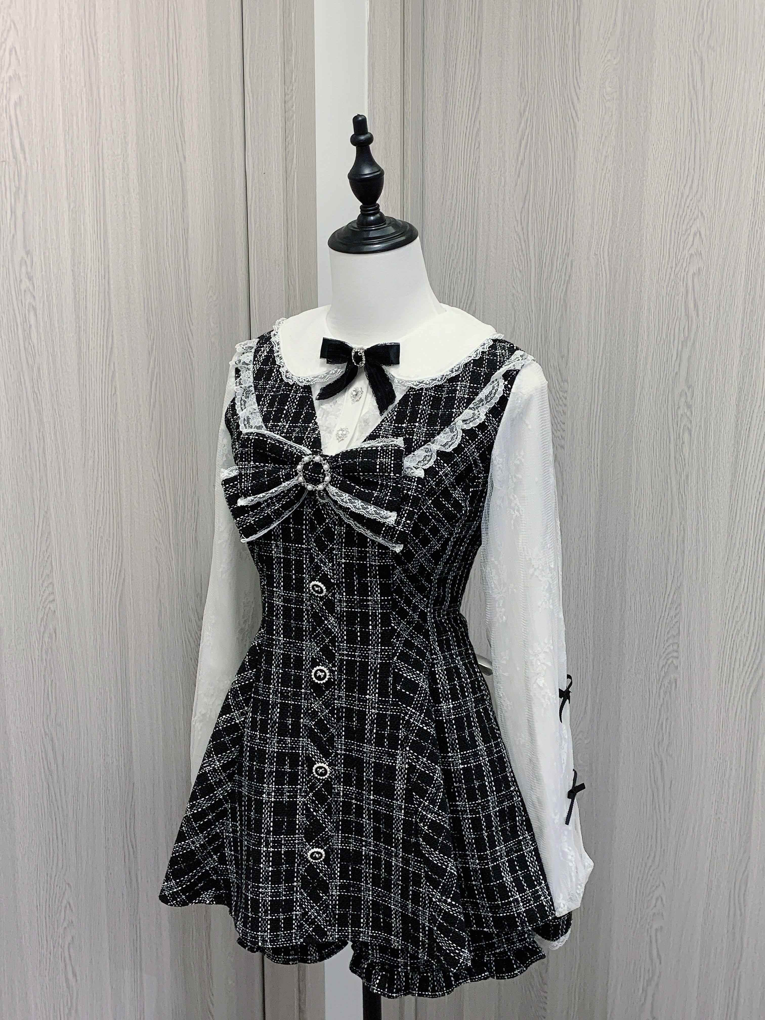Virtual_Paradise_Chic_Lace_Doll_Collar_A_Line_Two_Piece_Tweed_Women's_Long_Sleeve_Op_848483057373_MISSTT