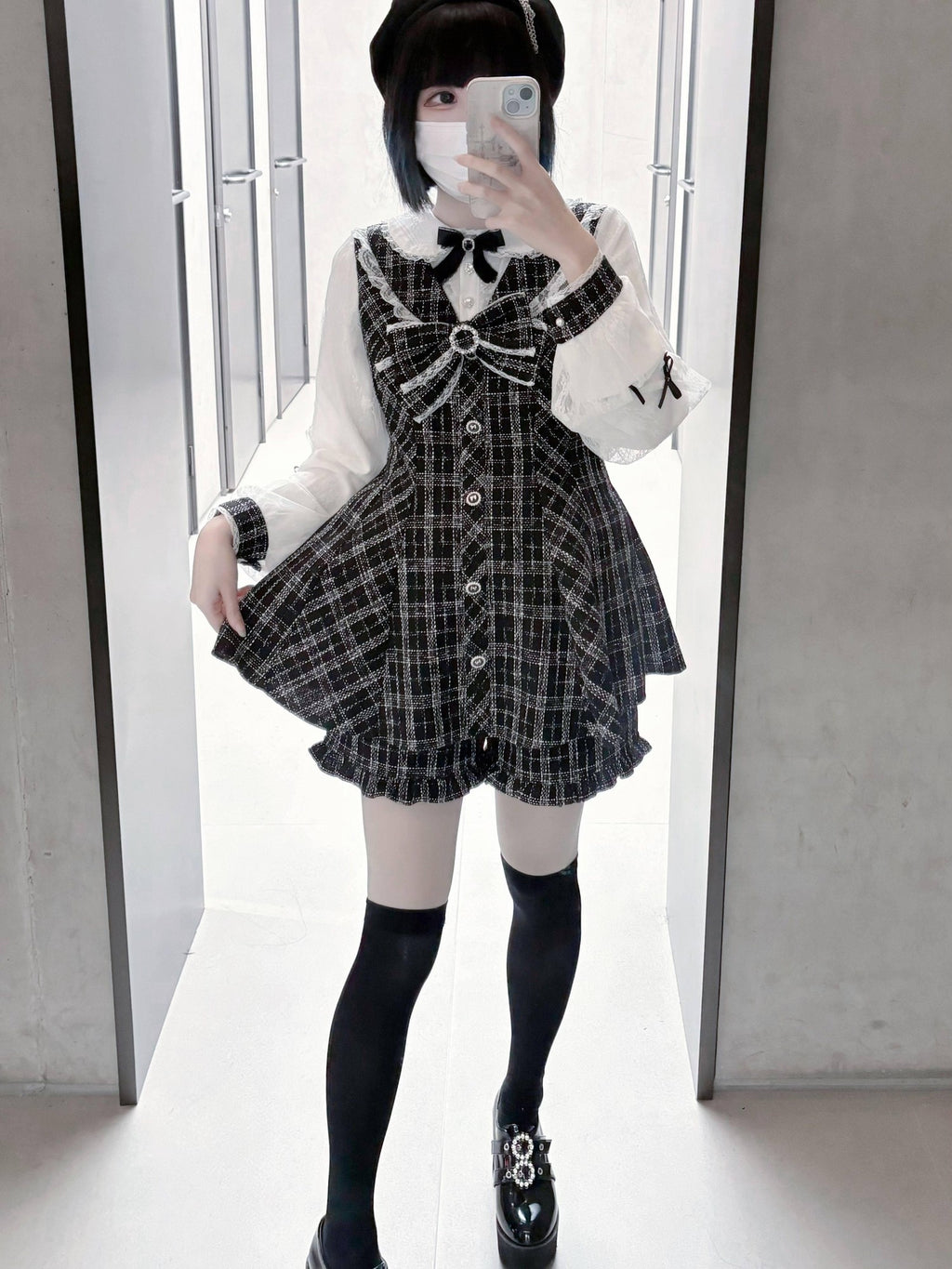 Virtual Paradise Chic Lace Doll Collar A Line Two Piece Tweed Women's Long Sleeve Op