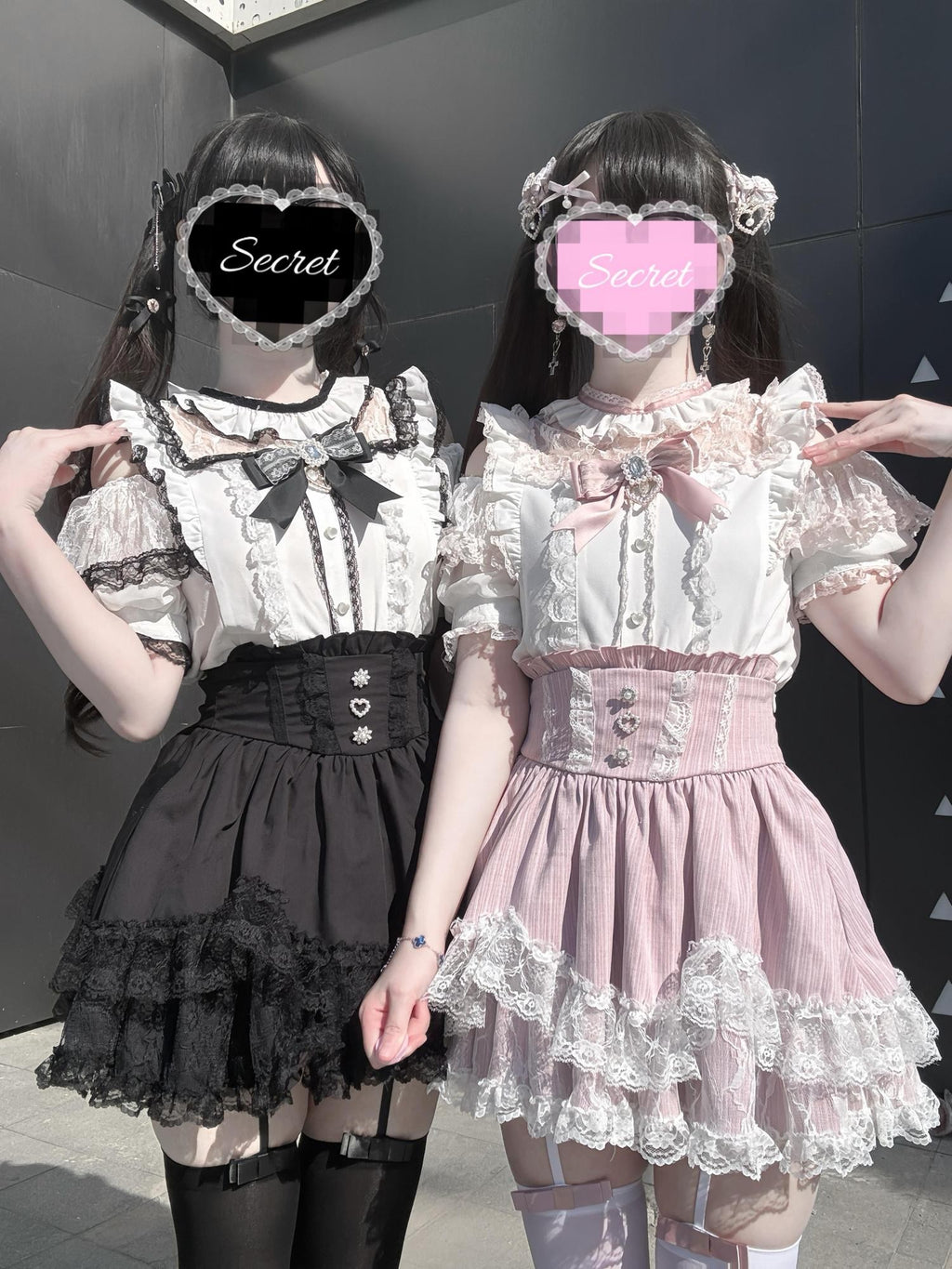 Virtual Paradise Kawaii Japanese Lace Bow Straight Cut Women's Lace Short Sleeve Op