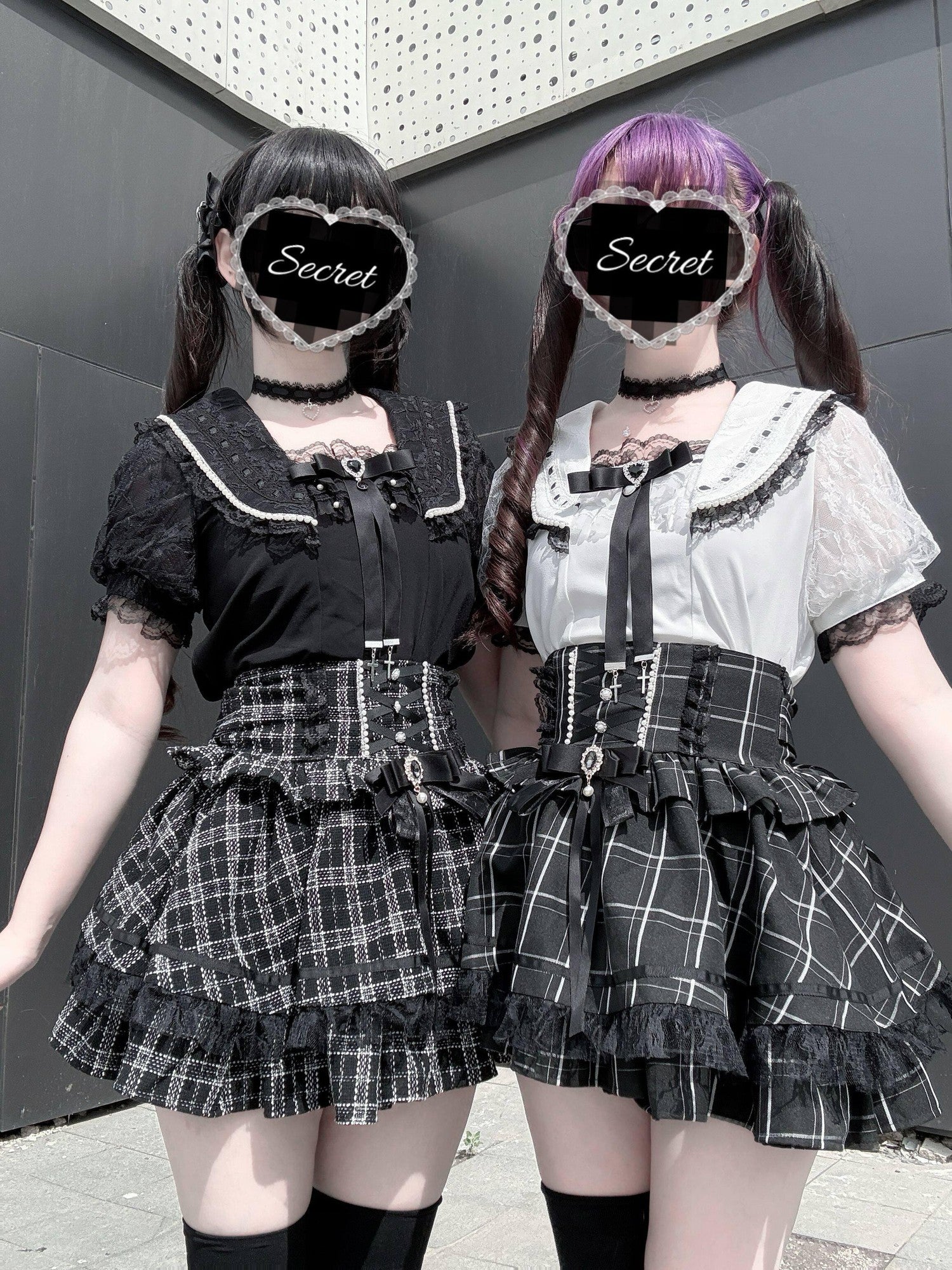Virtual Paradise Lace Trim Sailor Collar Bow Loose Women's Short Sleeve Blouses