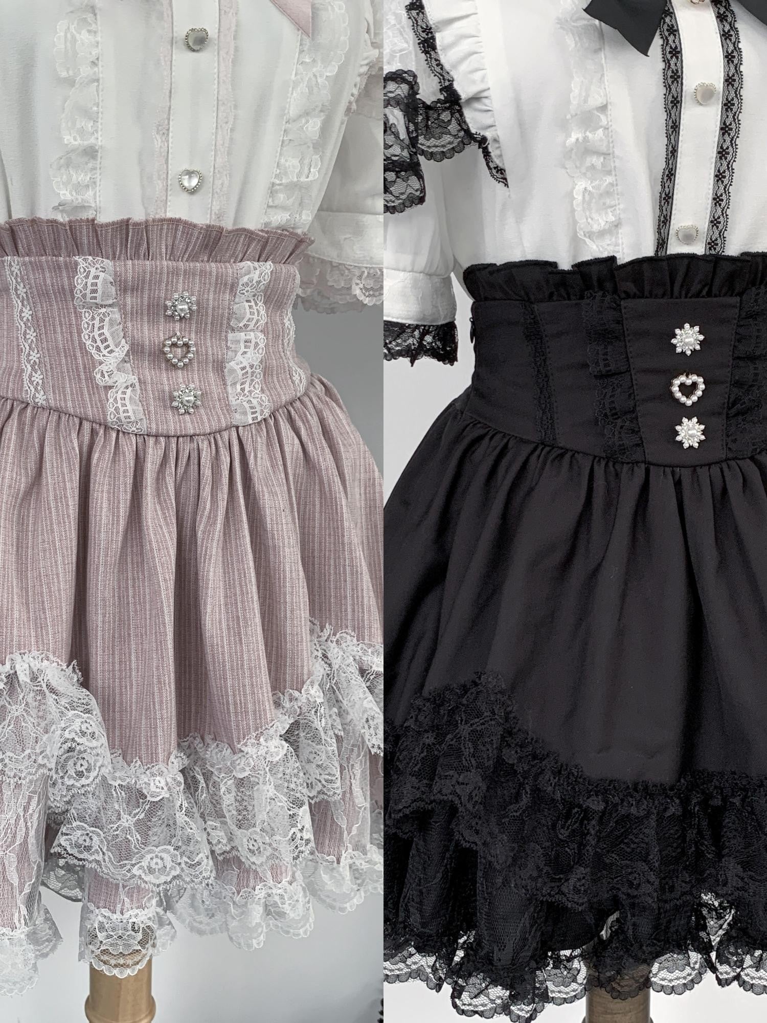 Virtual Paradise Petal Hem Girly Cute Japanese Women's Lace Tiered Layered Skirts