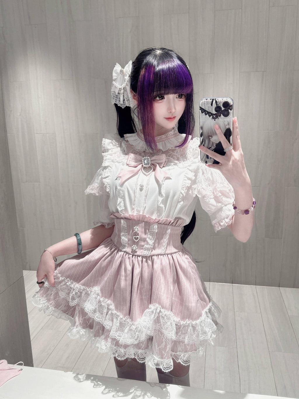Virtual Paradise Petal Hem Girly Cute Japanese Women's Lace Tiered Layered Skirts