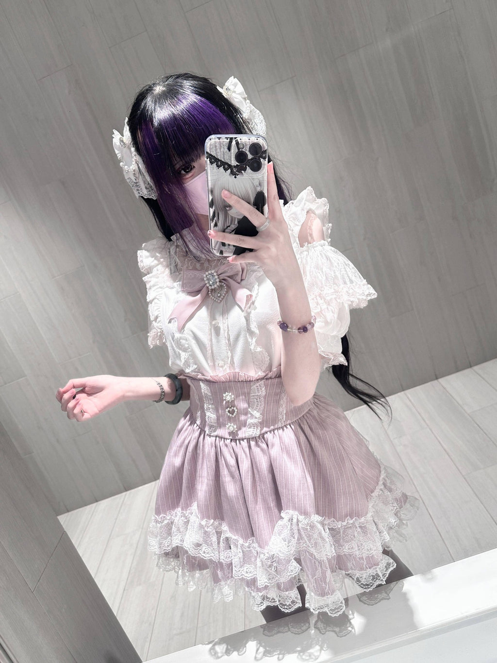 Virtual Paradise Petal Hem Girly Cute Japanese Women's Lace Tiered Layered Skirts