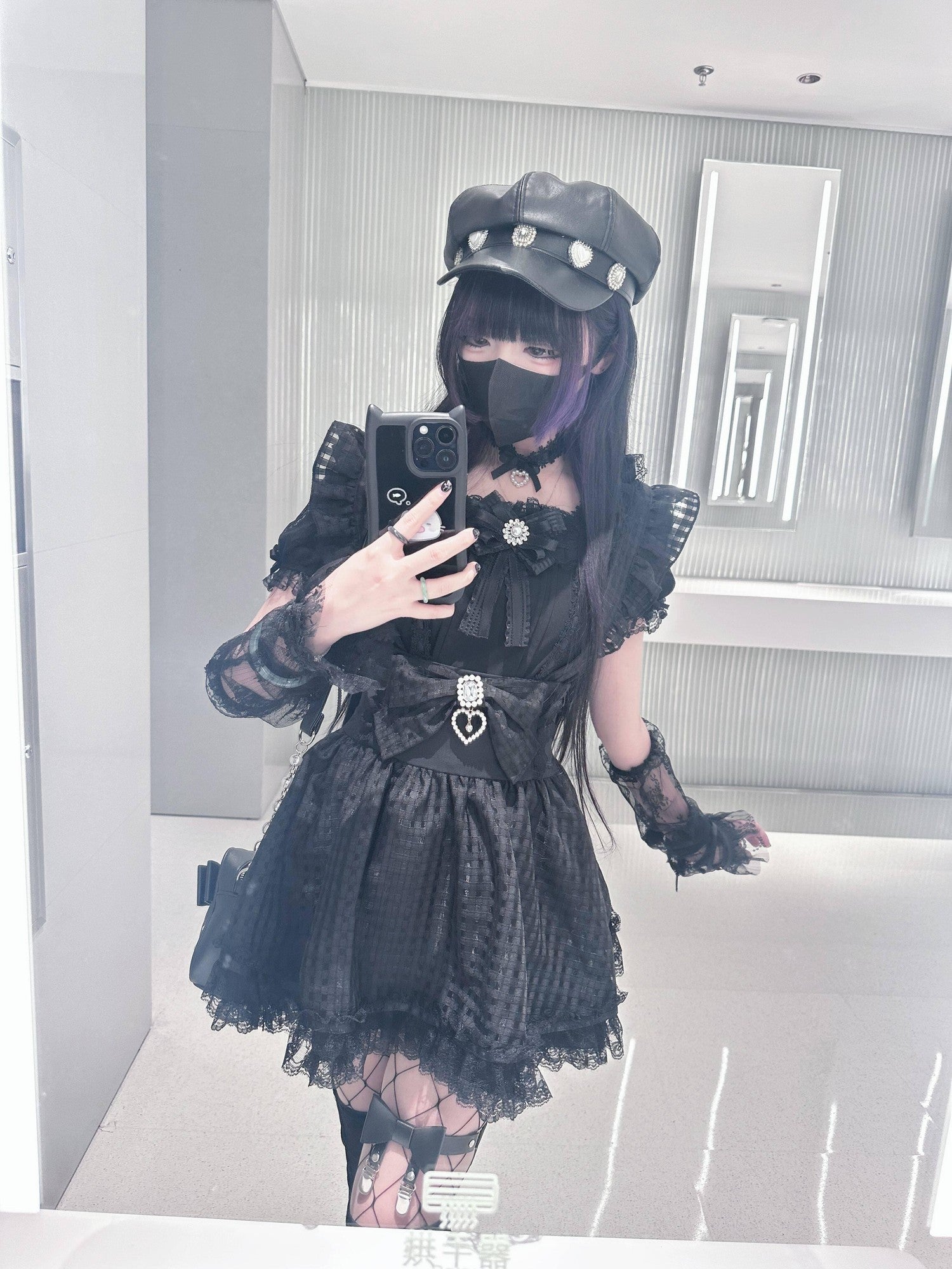 Virtual Paradise Plaid Bow Lace Heart Strappy High Waist Women's Outlast Jsk / Jumper Skirts