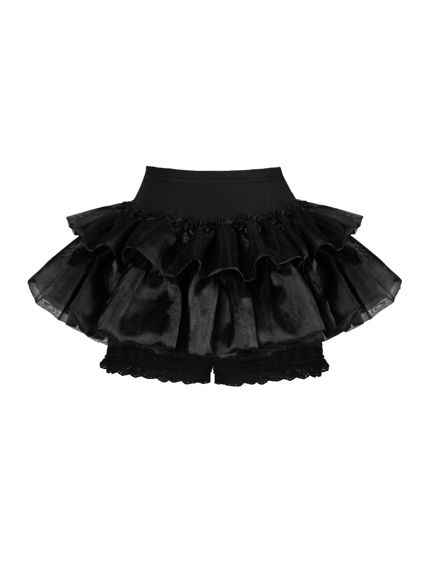 With PUJI 25cm Mini Pumpkin Petticoat Rigid Hoop Lace Women's Short Bloomers