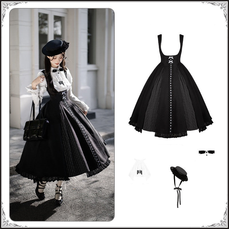 With_PUJI_Black_White_Lace_Hem_Bustier_Lolita_Women's_Full_Coordination_Sets_1009847717149_MISSTT