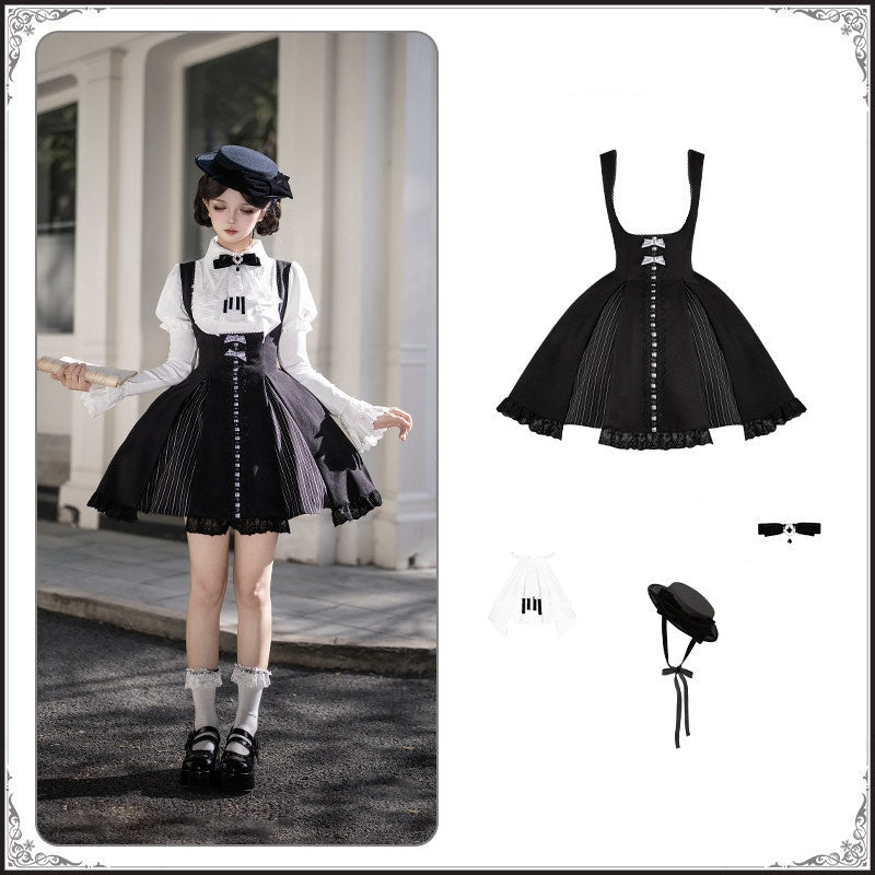 With_PUJI_Black_White_Lace_Hem_Bustier_Lolita_Women's_Full_Coordination_Sets_1009847717149_MISSTT