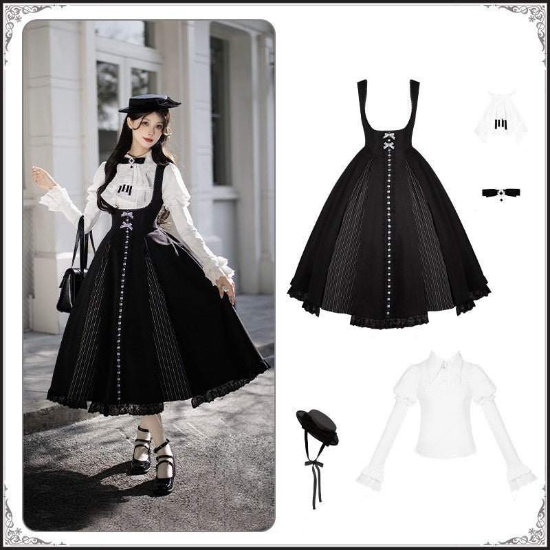 With_PUJI_Black_White_Lace_Hem_Bustier_Lolita_Women's_Full_Coordination_Sets_1009847717149_MISSTT