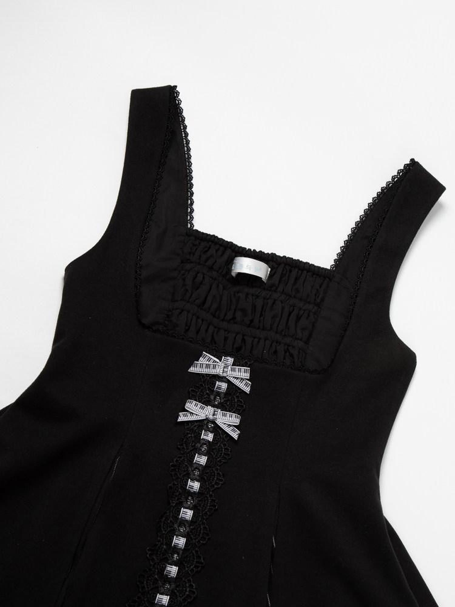 With PUJI Black White Lace Hem Bustier Lolita Women's Full Coordination Sets