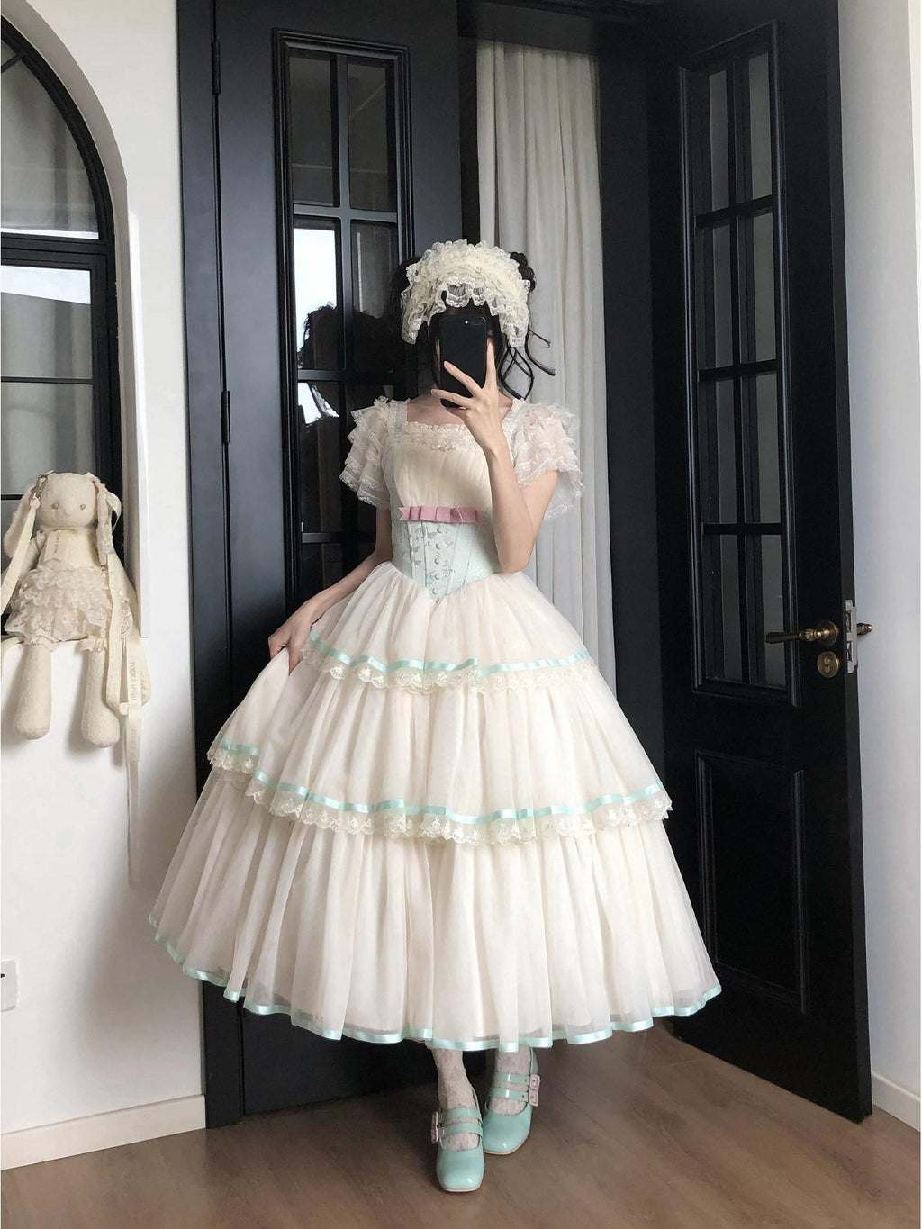 With PUJI Boned Adjustable Straps Twin Lolita Women's Jsk / Jumper Skirts