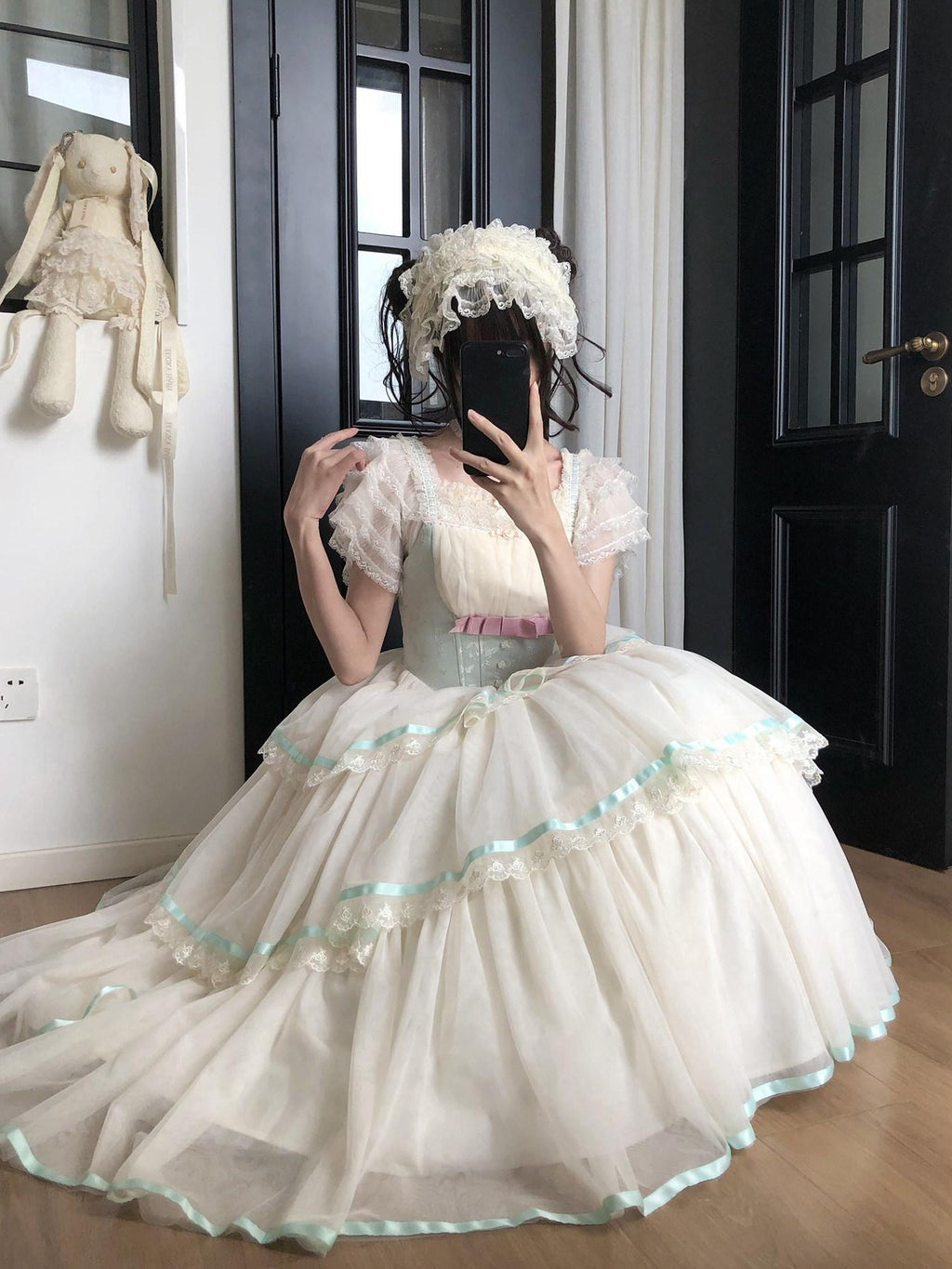 With PUJI Boned Adjustable Straps Twin Lolita Women's Jsk / Jumper Skirts
