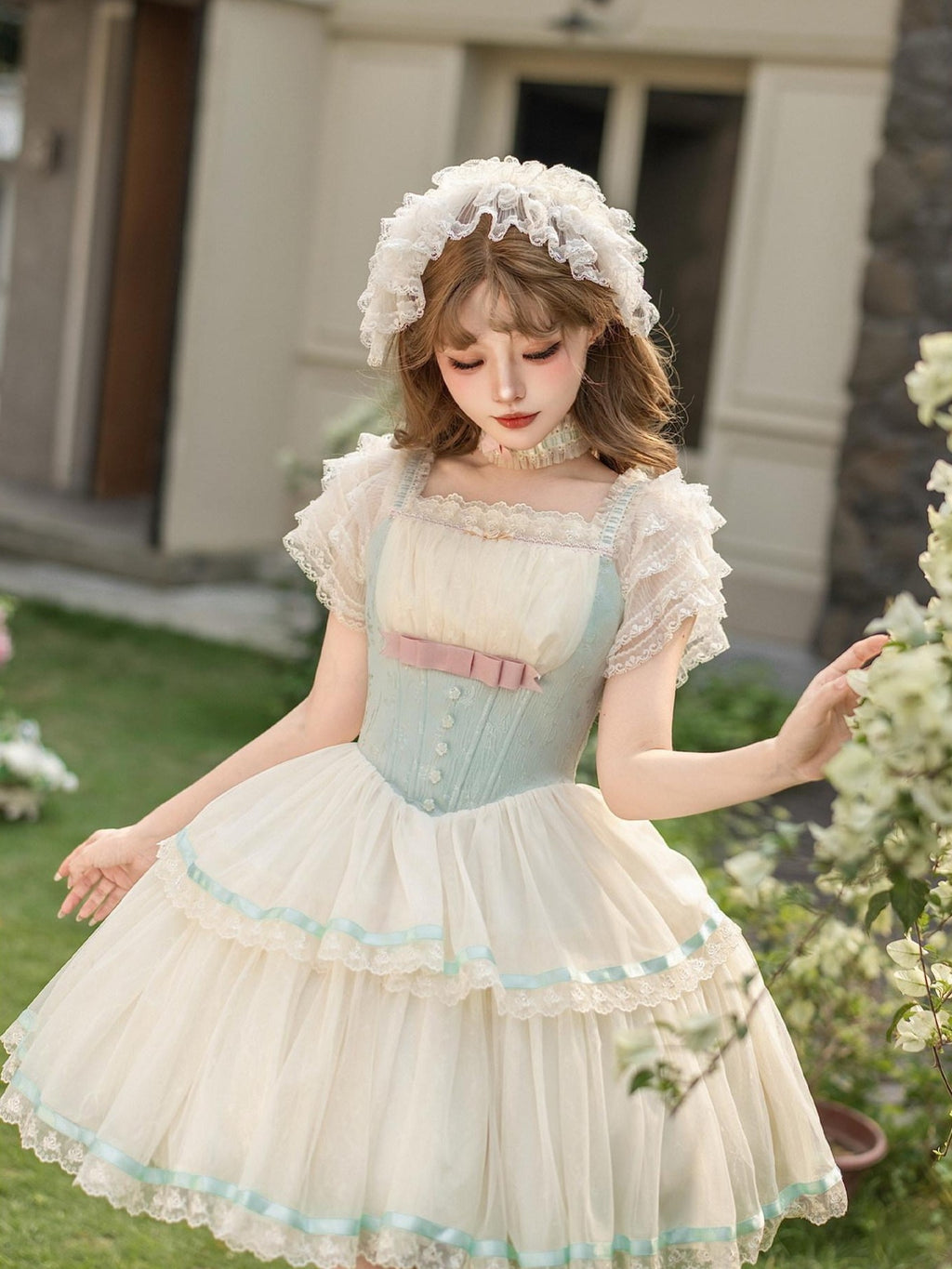 With PUJI Boned Adjustable Straps Twin Lolita Women's Jsk / Jumper Skirts