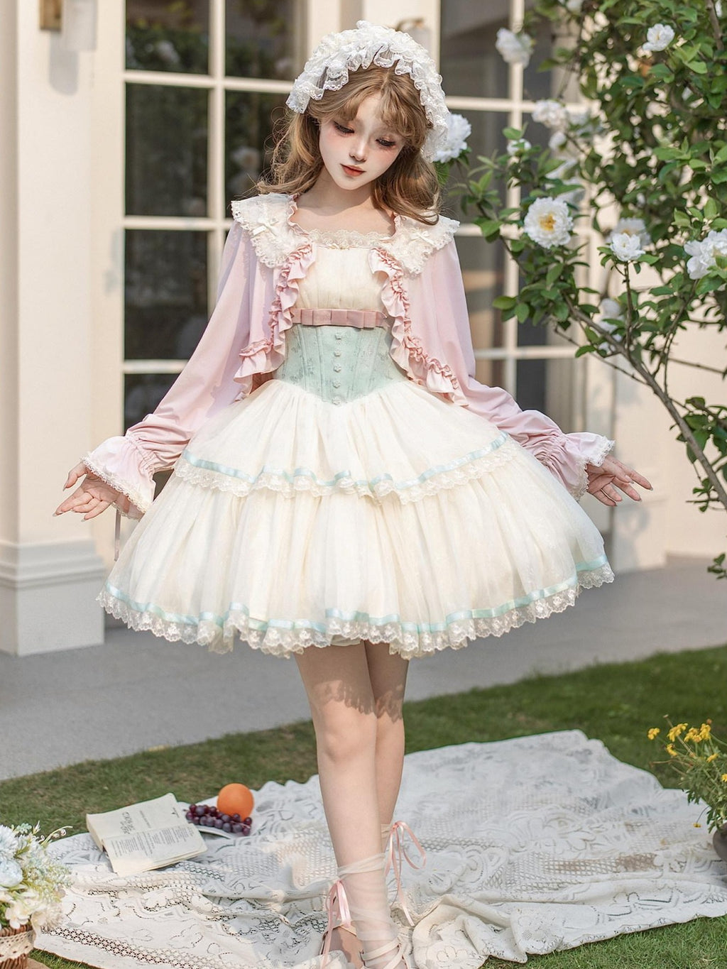 With PUJI Boned Adjustable Straps Twin Lolita Women's Jsk / Jumper Skirts