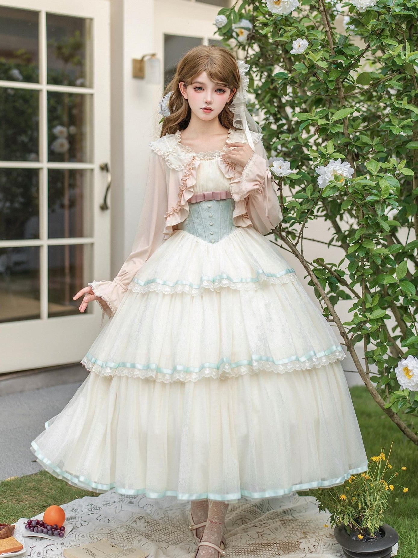 With PUJI Boned Adjustable Straps Twin Lolita Women's Jsk / Jumper Skirts