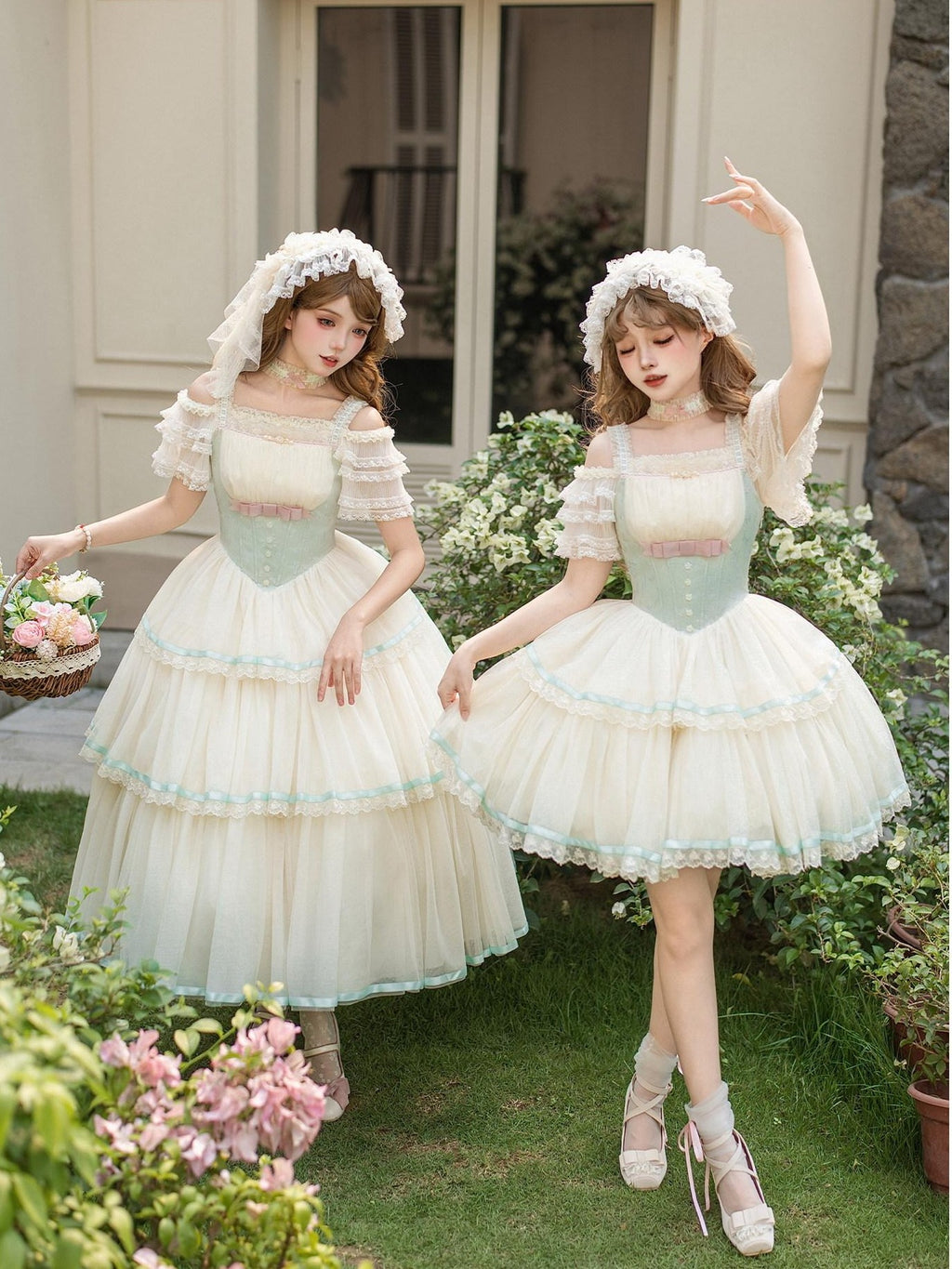 With PUJI Boned Adjustable Straps Twin Lolita Women's Jsk / Jumper Skirts