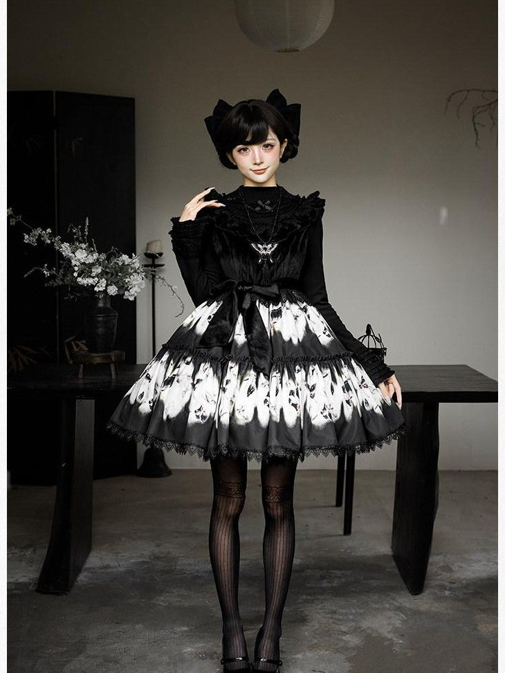 With PUJI Butterfly Print Two Tiered Flared Jsk Op Women's Full Coordination Sets