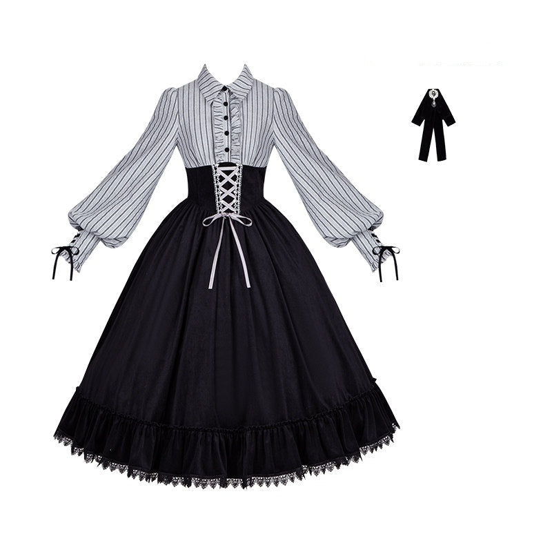 With_PUJI_Contrast_Faux_Two_Piece_Fishbone_Fishtail_Ruffle_Bow_Brooch_Women's_Op_Sets_1006950385848_MISSTT