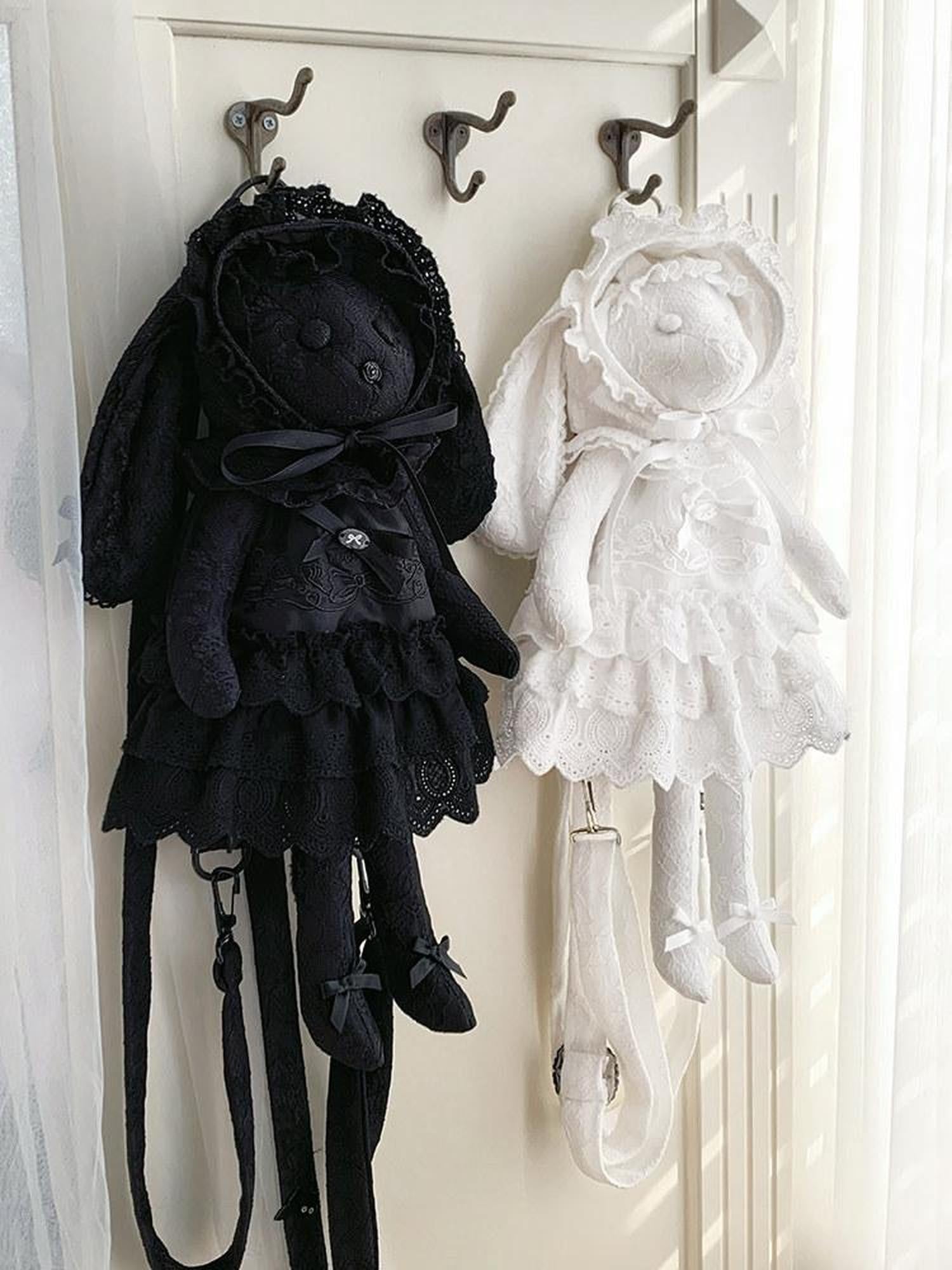 With PUJI Cute Plush Doll Removable Rabbit Hat And Outfit Women's Novelty Bags