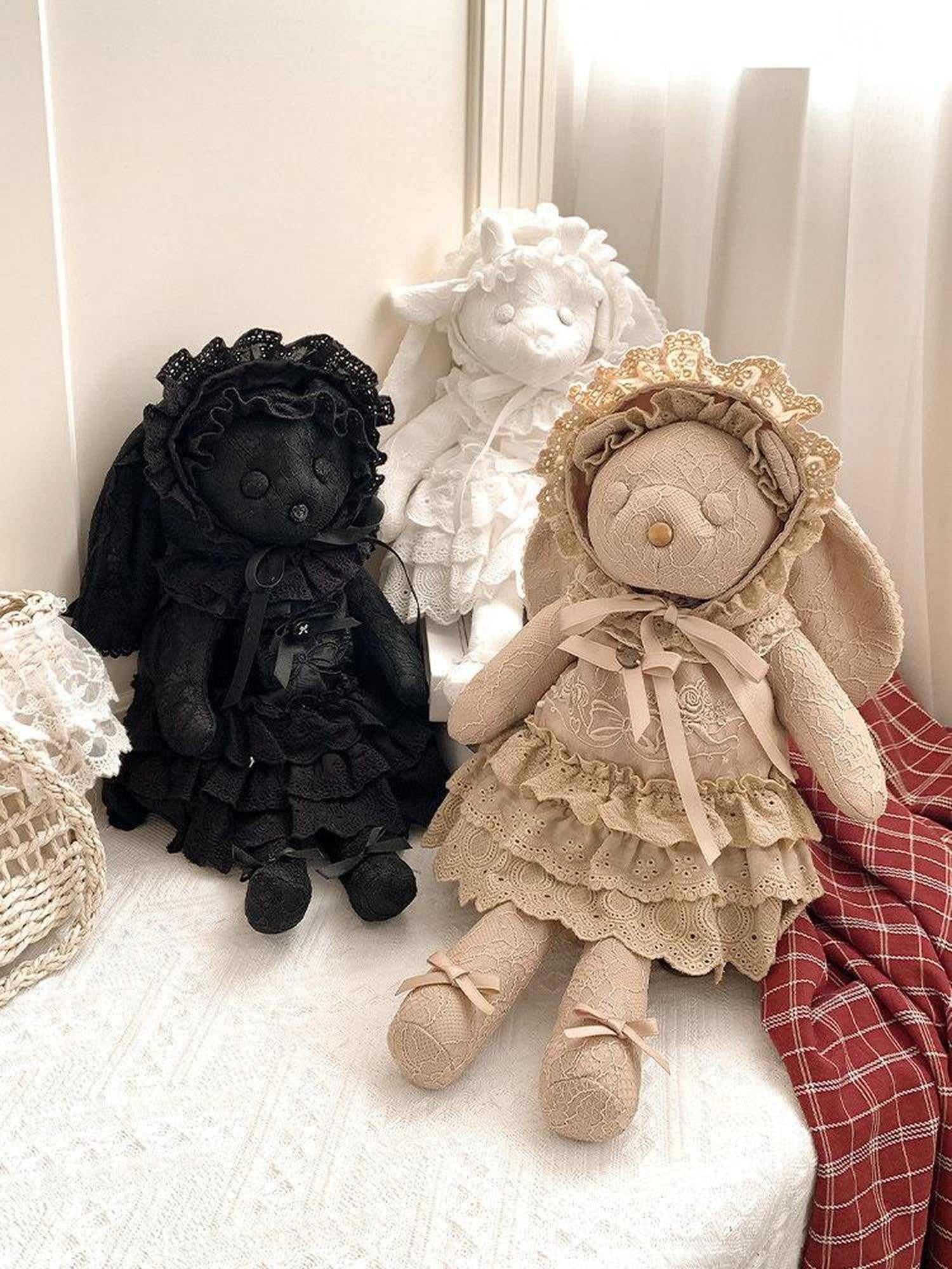 With PUJI Cute Plush Doll Removable Rabbit Hat And Outfit Women's Novelty Bags