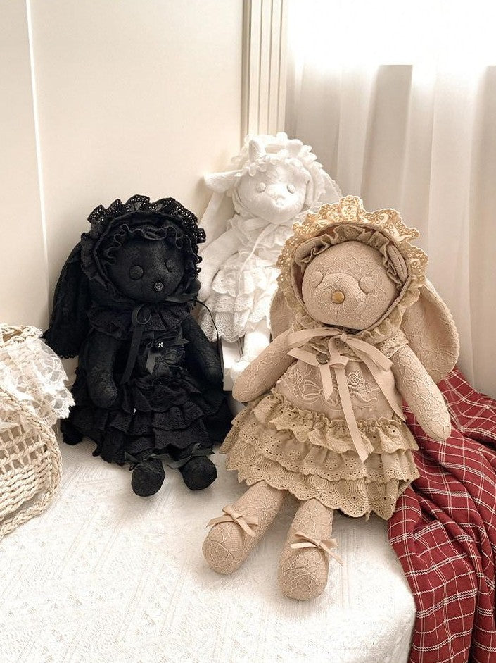 With PUJI Cute Plush Doll Removable Rabbit Hat And Outfit Women's Novelty Bags