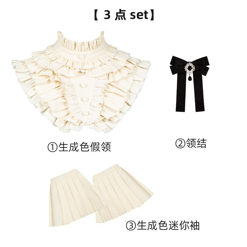 With_PUJI_Detachable_Sleeve_Faux_Collar_Square_Neck_Flare_Women's_Polyester_Short_Sleeve_Op_868662088974_MISSTT