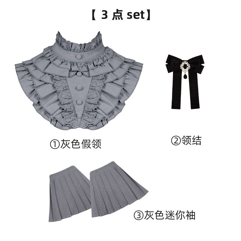 With_PUJI_Detachable_Sleeve_Faux_Collar_Square_Neck_Flare_Women's_Polyester_Short_Sleeve_Op_868662088974_MISSTT