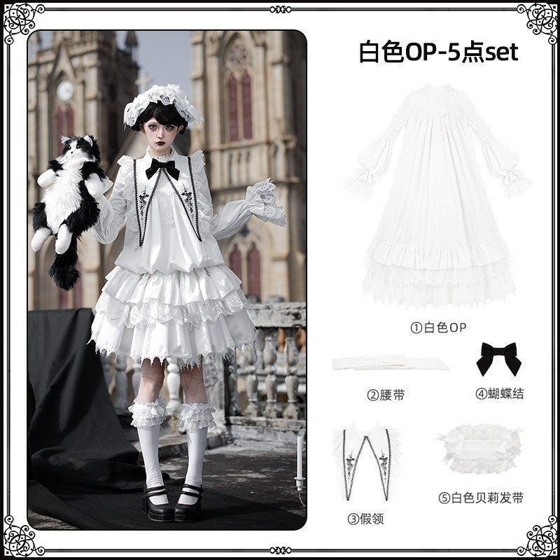 With_PUJI_Goth_Doll_Rose_Embroidery_Drawstring_Hem_Faux_Collar_Bow_Women's_Long_Sleeve_Op_1011716798861_MISSTT