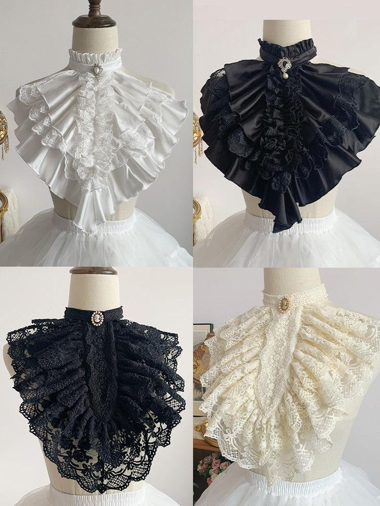 With PUJI Gothic Gentleman Collar Shirt Bib Scarf Lolita Women's Necklaces