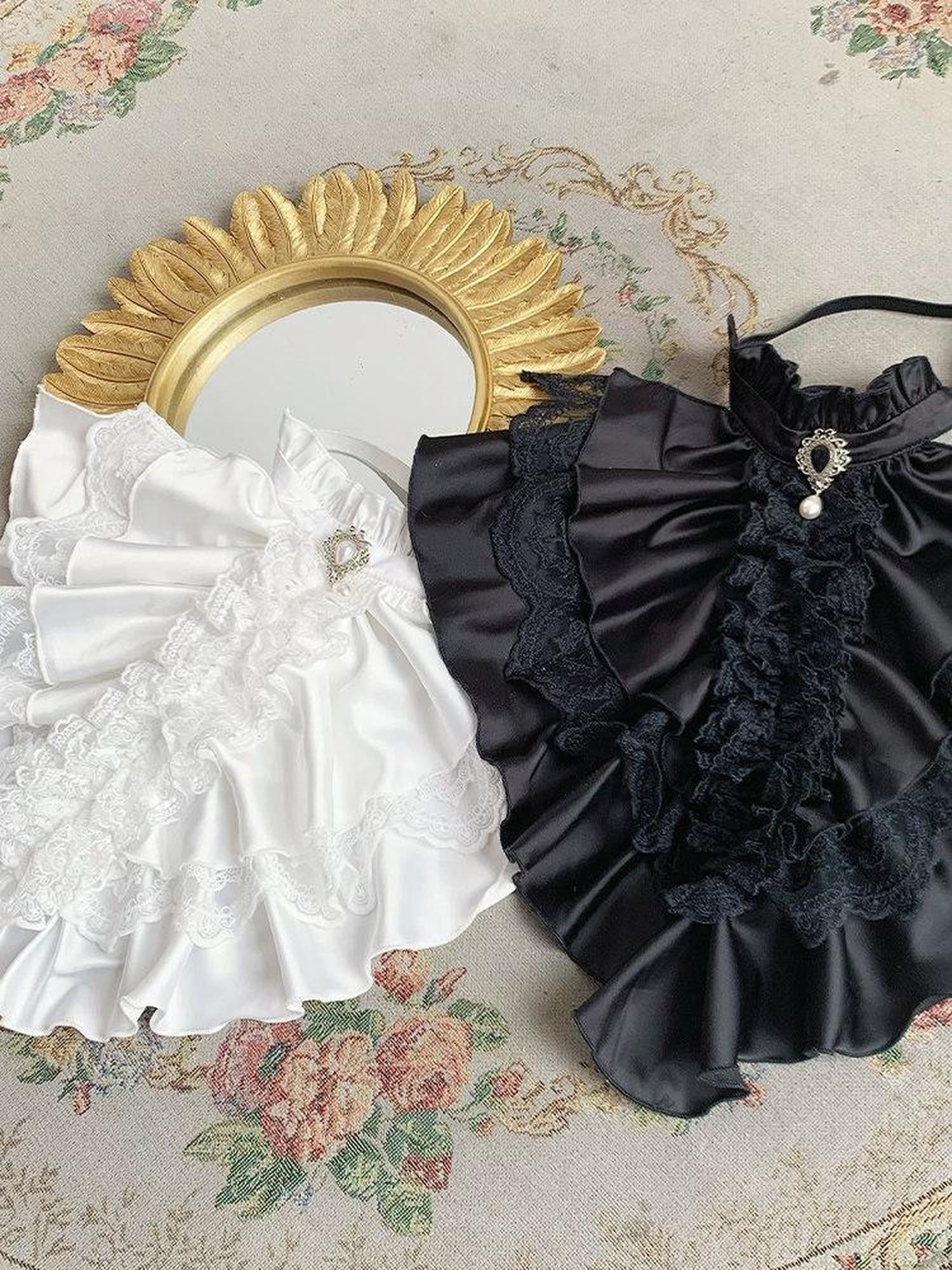 With PUJI Gothic Gentleman Collar Shirt Bib Scarf Lolita Women's Necklaces