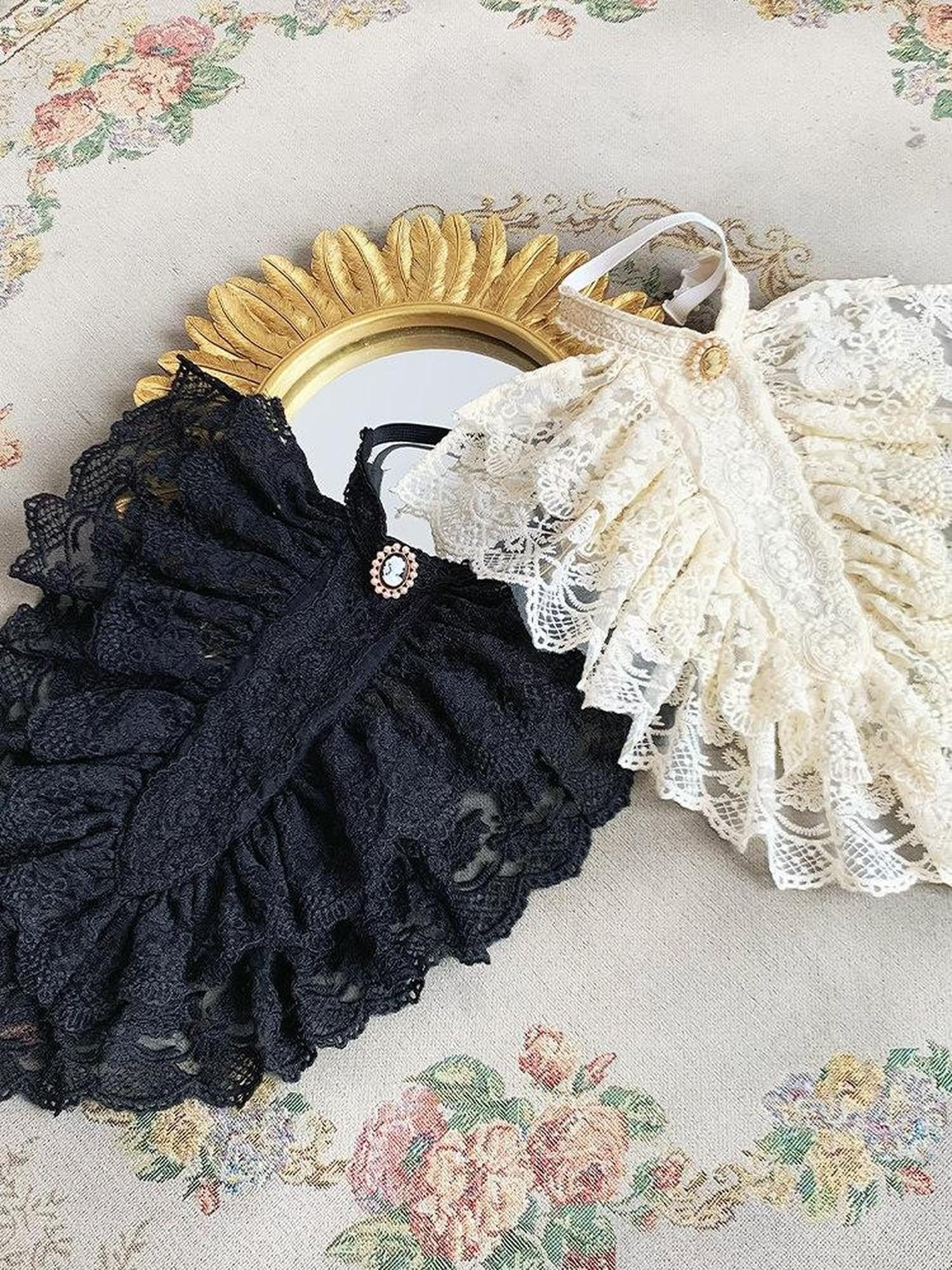 With PUJI Gothic Gentleman Collar Shirt Bib Scarf Lolita Women's Necklaces