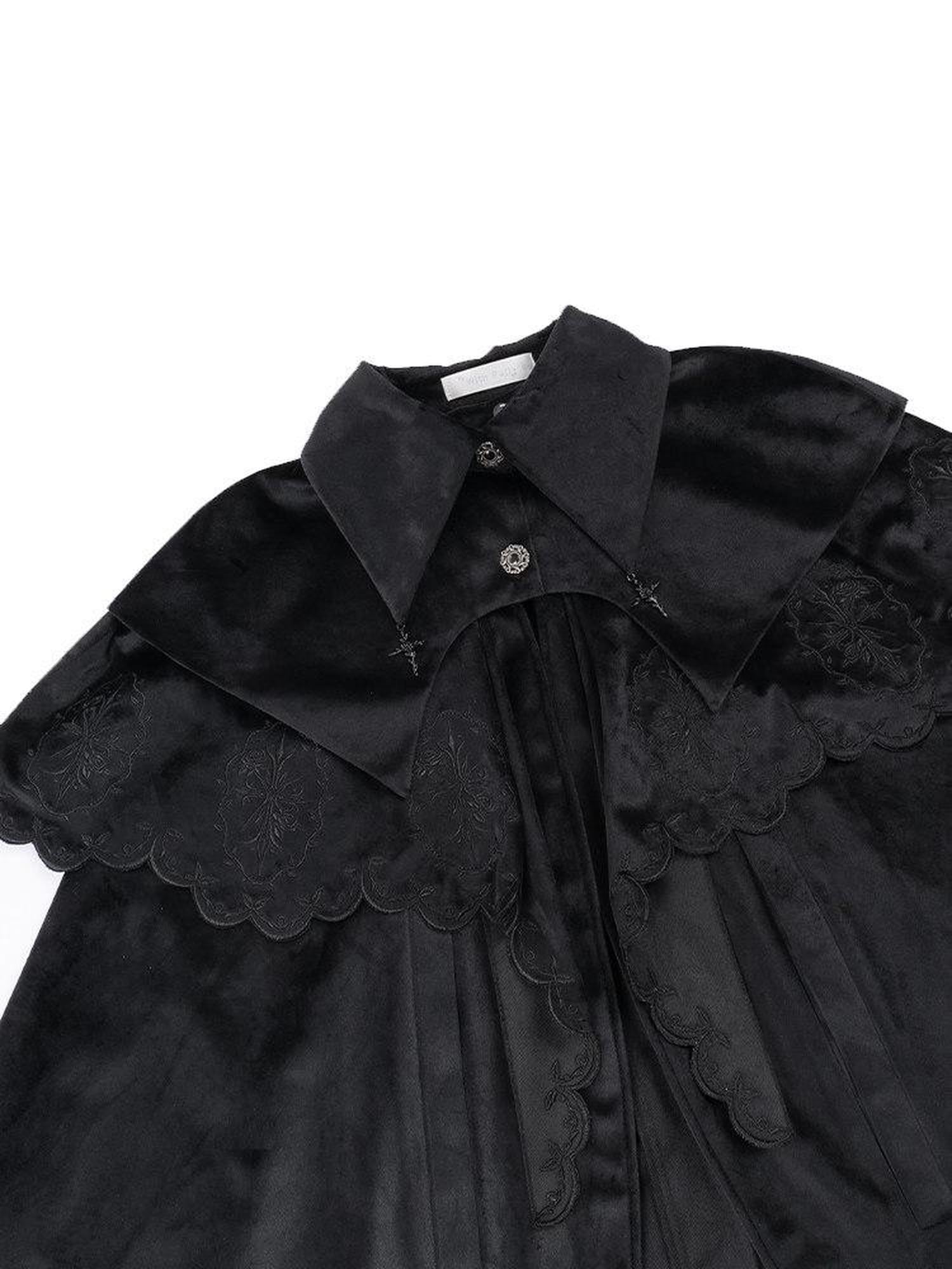 With PUJI Gothic Lolita Detachable Two Piece Lapel Long Sleeve Women's Long Cloaks