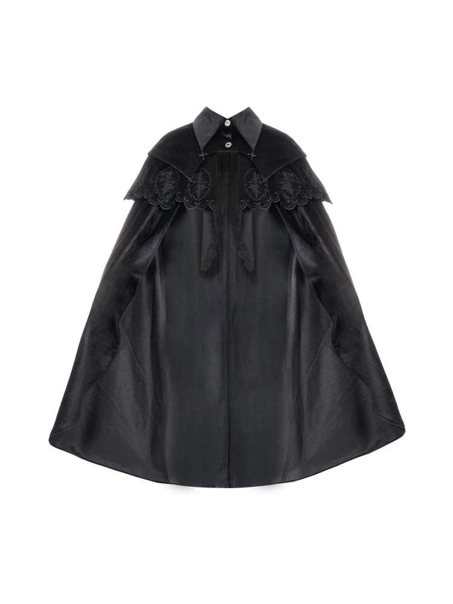 With PUJI Gothic Lolita Detachable Two Piece Lapel Long Sleeve Women's Long Cloaks