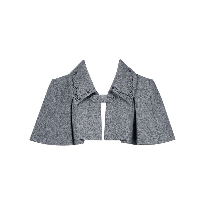 With_PUJI_Gray_Ruffle_Trim_Embroidered_Cape_Bow_Brooch_Women's_Long_Sleeve_Op_1005736000615_MISSTT