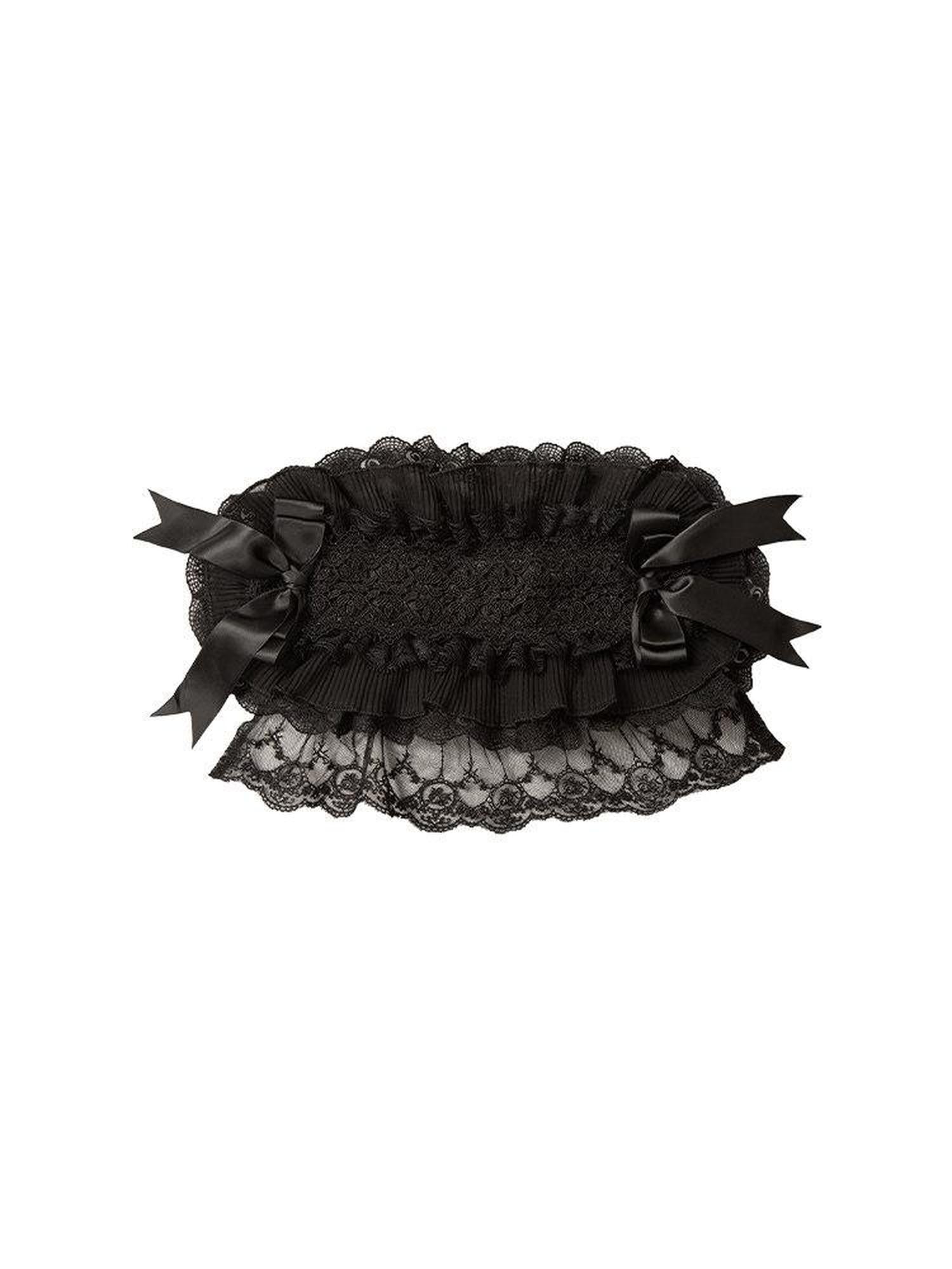 With PUJI Lace Bow Versatile Lolita Back Two Side Clips Women's Headbows