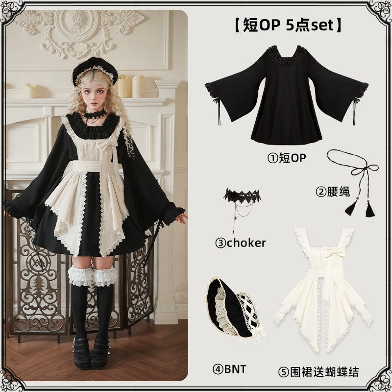 With_PUJI_Lolita_Japanese_Maid_Loose_A_Line_Long_Sleeve_Twin_Women's_Op_Sets_898518808898_MISSTT
