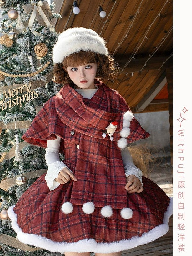 With PUJI Long Short Fishbone Bust Cape Twin Lolita Women's Full Coordination Sets