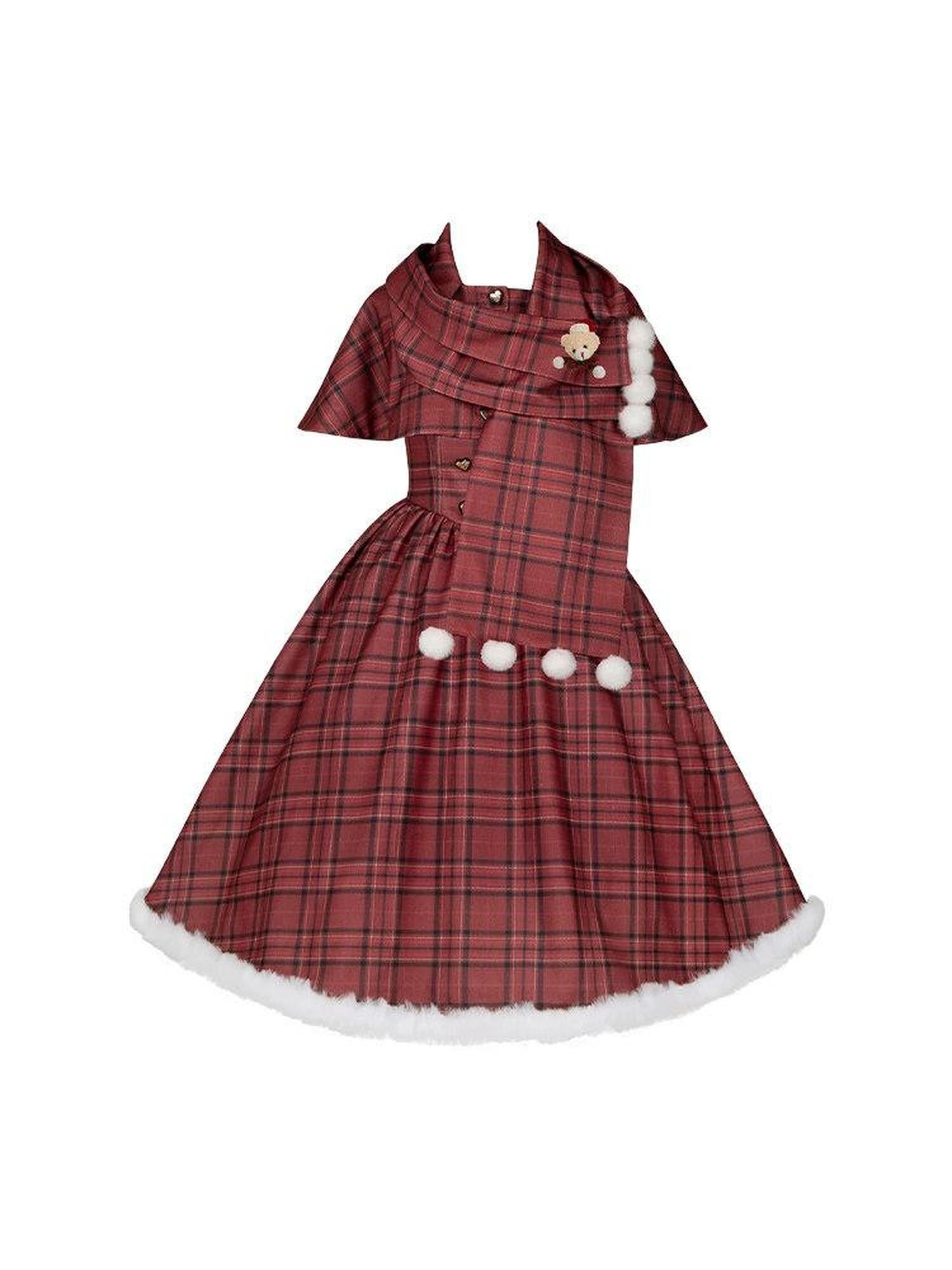 With PUJI Long Short Fishbone Bust Cape Twin Lolita Women's Full Coordination Sets