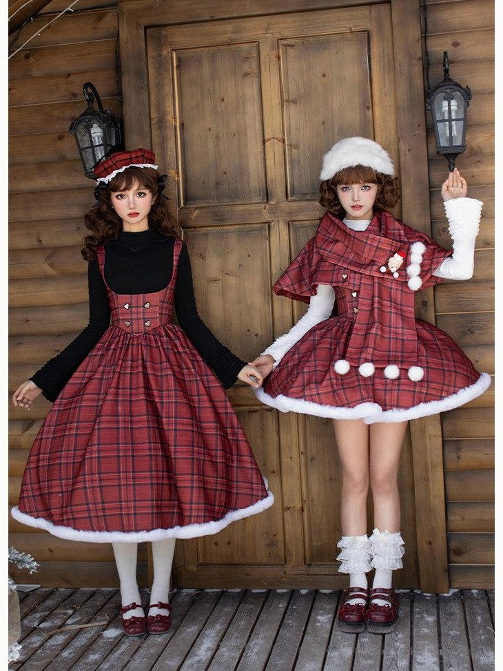 With PUJI Long Short Fishbone Bust Cape Twin Lolita Women's Full Coordination Sets